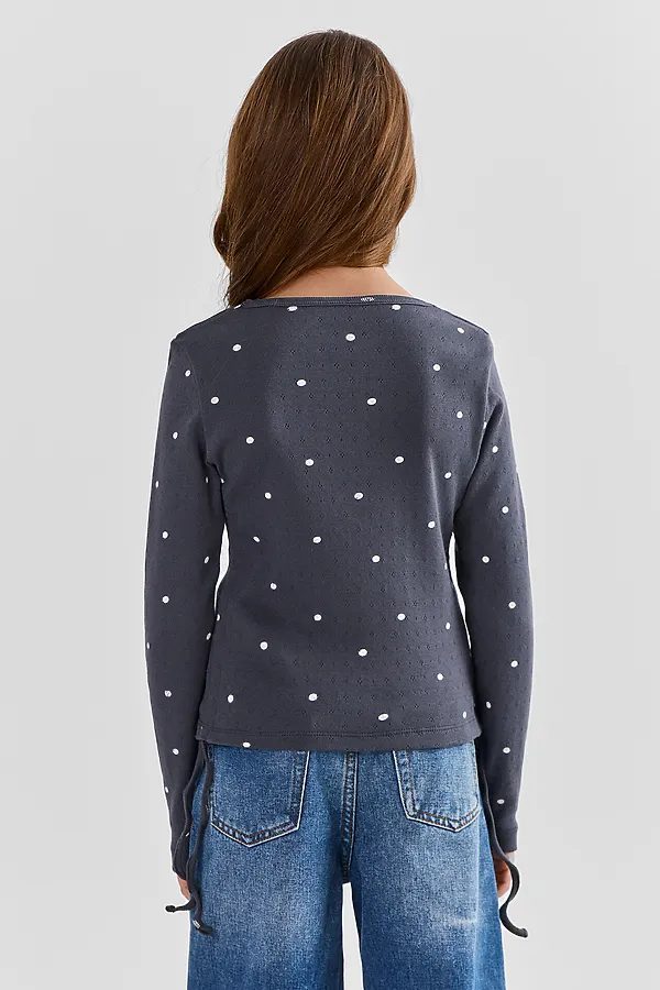 Джемпер для девочек MARK FORMELLE, горошек на графитовом - фото 2