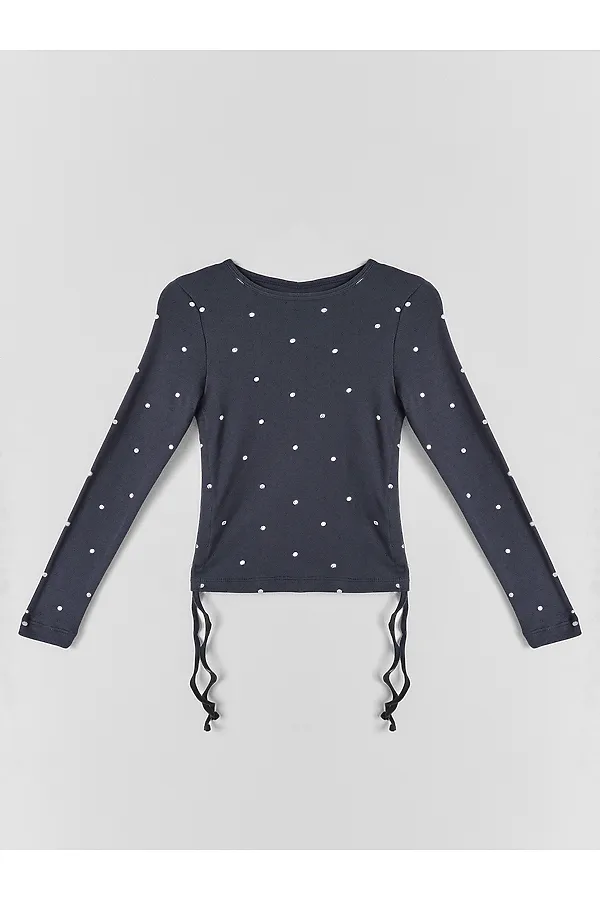 Джемпер для девочек MARK FORMELLE, горошек на графитовом - фото 2