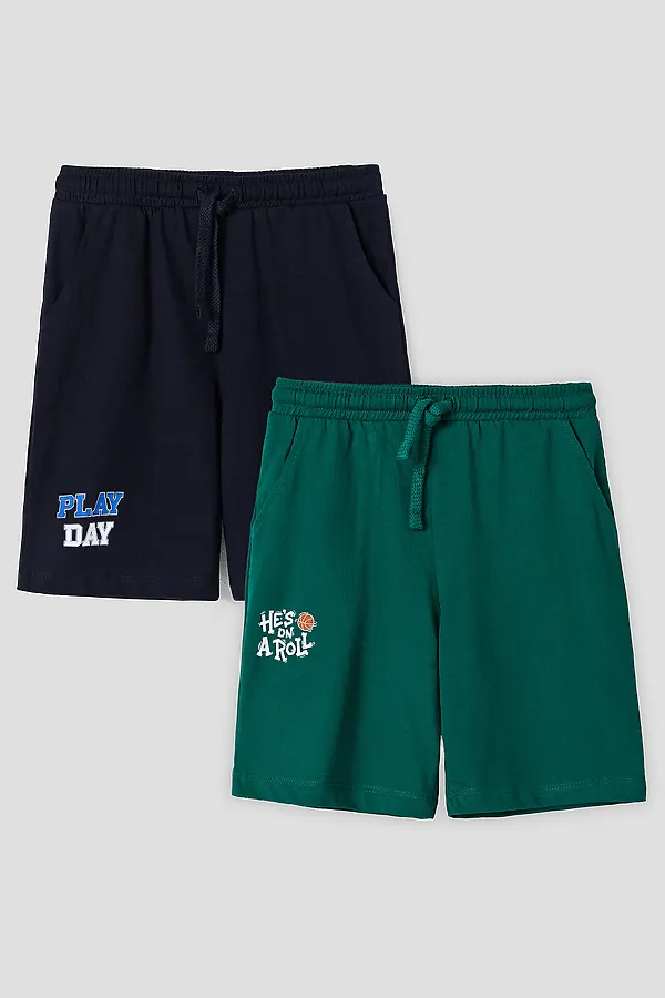 Шорты для мальчиков 2шт. MARK FORMELLE, неви +зеленый +печать1 - фото 2