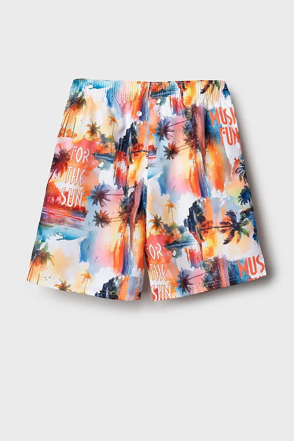 Шорты текстильные плавательные для мальчиков, длинные PLAYTODAY, белый,оранжевый - фото 2