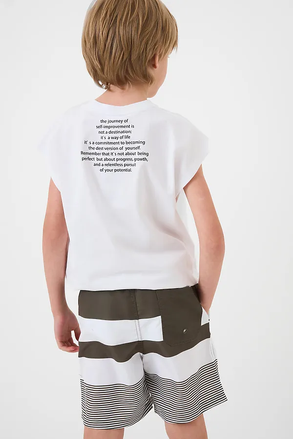 Шорты текстильные плавательные для мальчиков, длинные PLAYTODAY, белый,темно-зеленый - фото 2