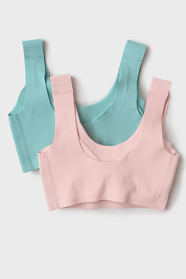 Топ (бра) трикотажный для девочек, 2 шт в комплекте PLAYTODAY, зеленый,светло-розовый - фото 2