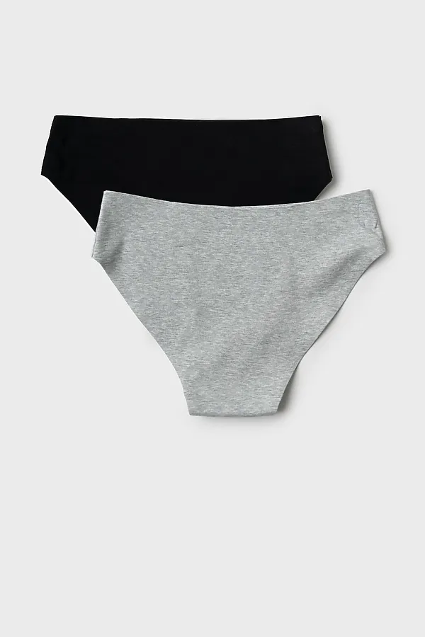 Трусы трикотажные для девочек, 2 шт в комплекте PLAYTODAY, черный,светло-серый - фото 2