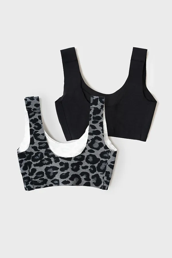 Топ (бра) трикотажный для девочек, 2 шт в комплекте PLAYTODAY, черный,серый - фото 2