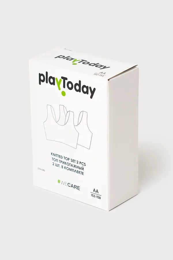 Топ (бра) трикотажный для девочек, 2 шт в комплекте PLAYTODAY, черный,серый - фото 2