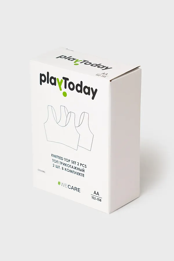 Топ (бра) трикотажный для девочек, 2 шт в комплекте PLAYTODAY, белый - фото 2