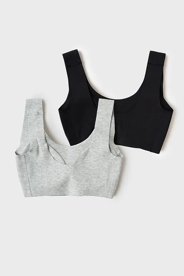 Топ (бра) трикотажный для девочек, 2 шт в комплекте PLAYTODAY, черный,серый - фото 2