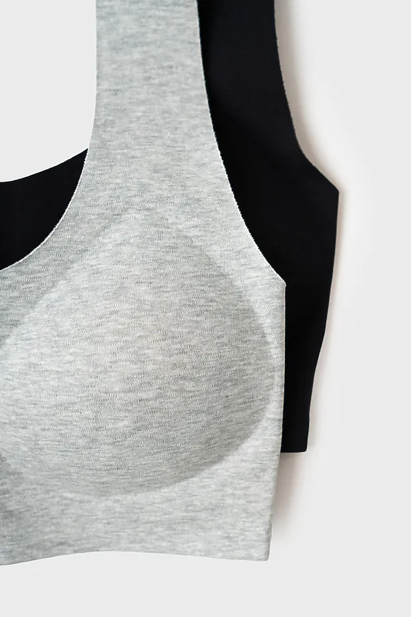 Топ (бра) трикотажный для девочек, 2 шт в комплекте PLAYTODAY, черный,серый - фото 2