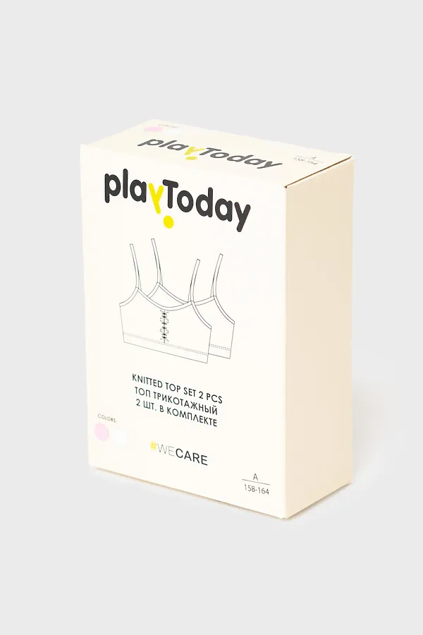 Топ (бра) трикотажный для девочек, 2 шт в комплекте PLAYTODAY, черный,серый - фото 2