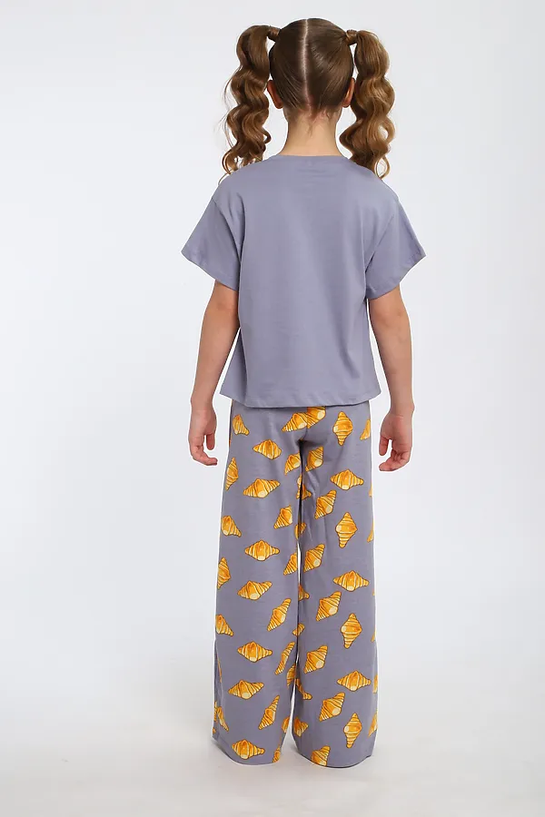 Пижама с брюками для девочки Котенок-круассан арт. ПД-015-084 НАТАЛИ, серый - фото 2