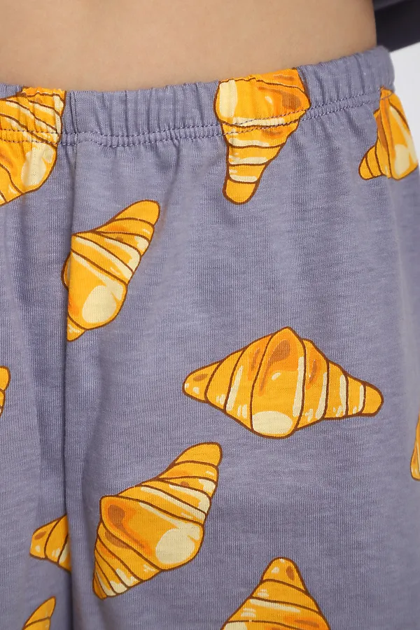 Пижама с шортами Круассаны арт. ПД-019-088 НАТАЛИ, серо-лиловый - фото 2