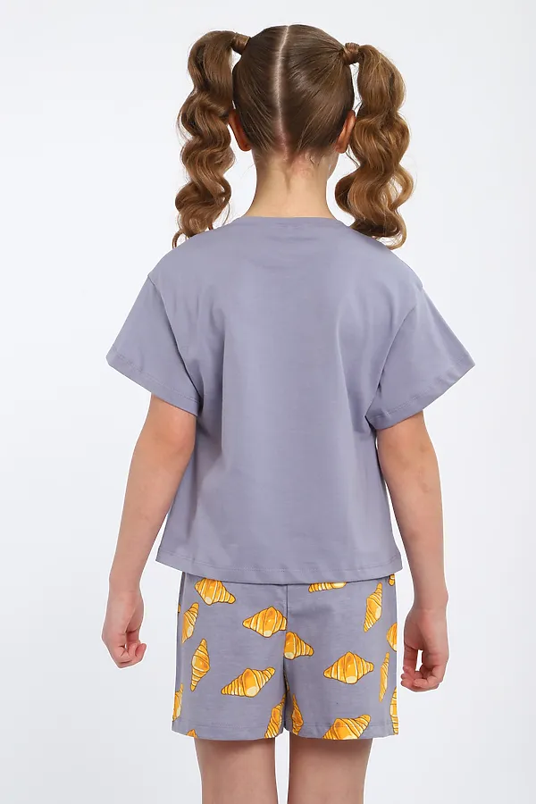 Пижама с шортами Круассаны арт. ПД-019-088 НАТАЛИ, серо-лиловый - фото 2