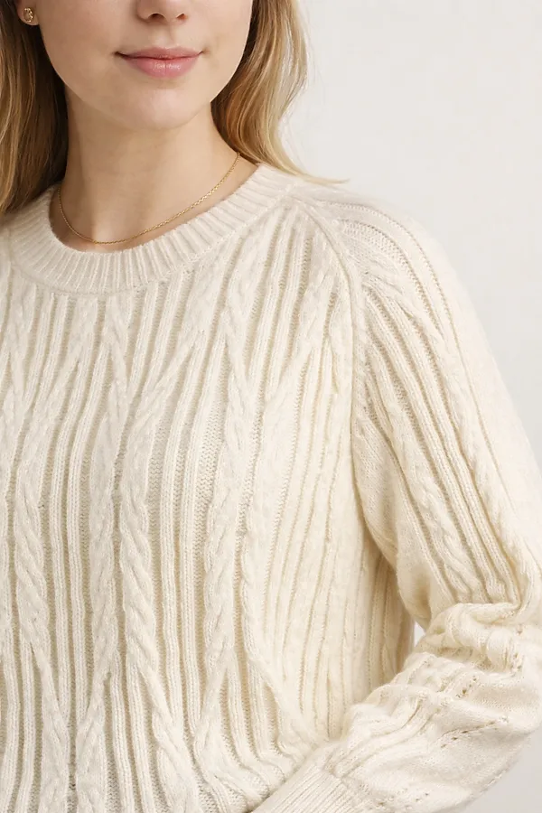 Джемпер Cable V-Neck Cream арт. 2027 НАТАЛИ, молочный - фото 2