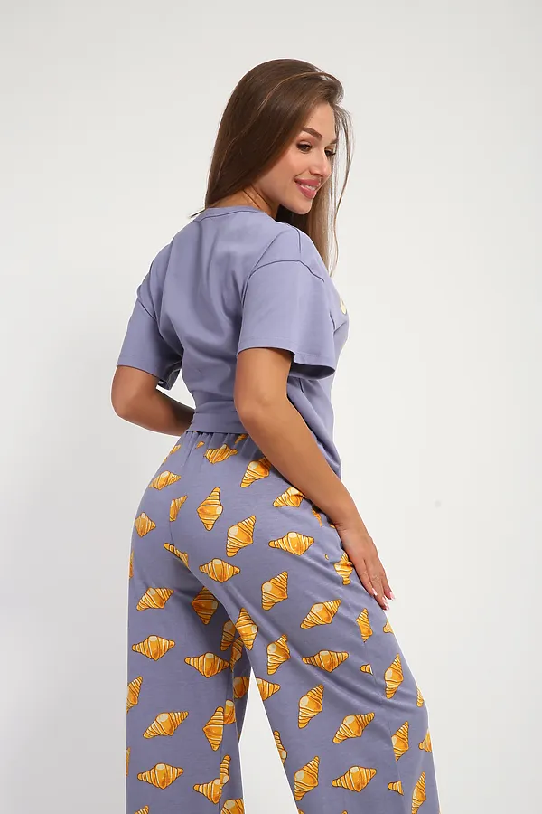 Костюм с брюками арт. КД-00-007 НАТАЛИ, серо-лиловый/круассаны - фото 2