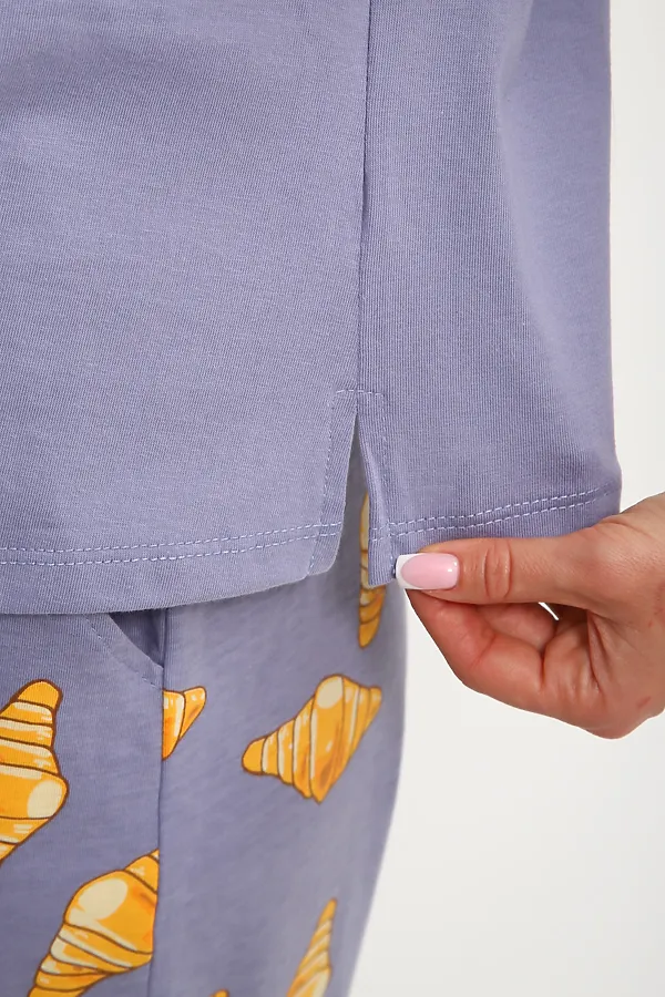 Костюм с брюками арт. КД-00-007 НАТАЛИ, серо-лиловый/круассаны - фото 2