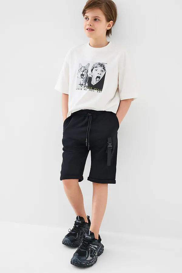 Шорты трикотажные для мальчиков PLAYTODAY, черный - фото 2
