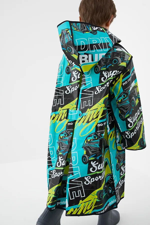 Плащ из полимерного материала для мальчиков (дождевик) PLAYTODAY, зеленый - фото 2