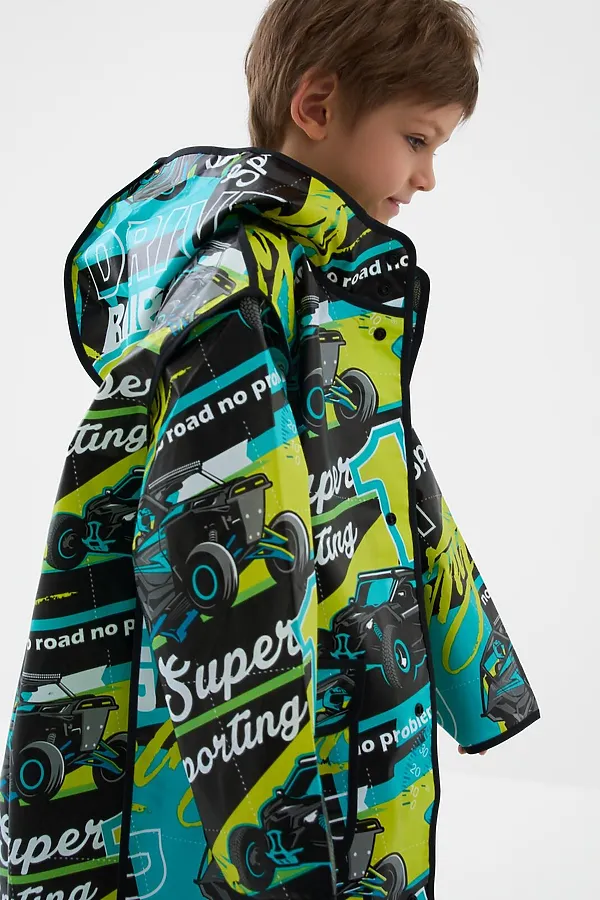 Плащ из полимерного материала для мальчиков (дождевик) PLAYTODAY, зеленый - фото 2