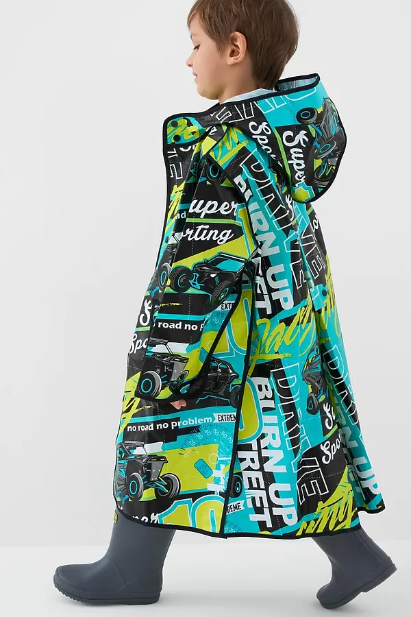 Плащ из полимерного материала для мальчиков (дождевик) PLAYTODAY, зеленый - фото 2