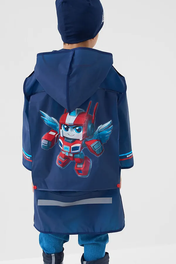 Плащ из полимерного материала для мальчиков (дождевик) PLAYTODAY, тёмно-синий - фото 2