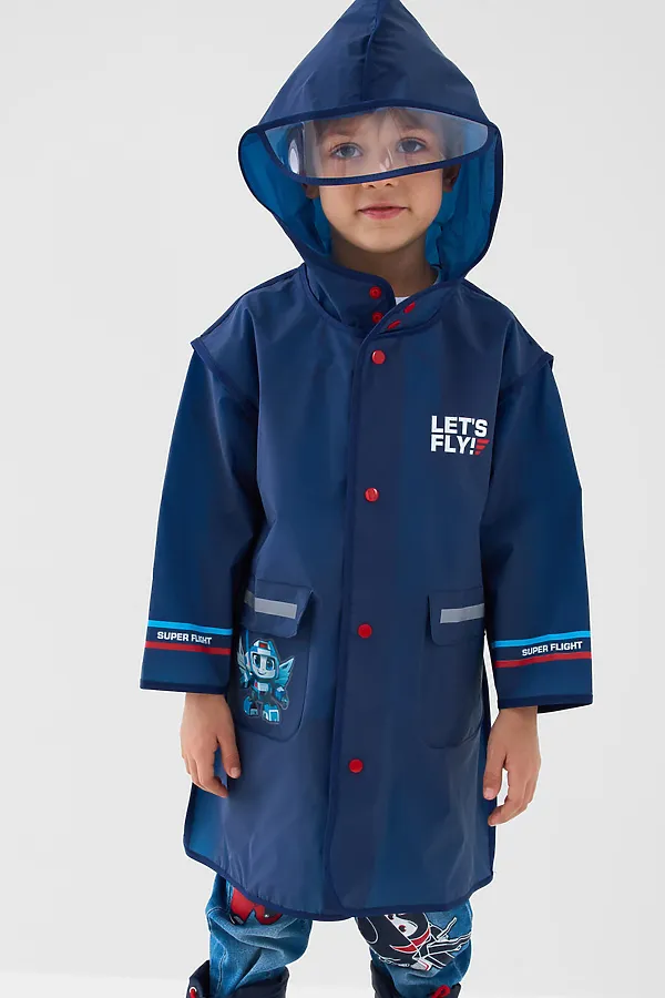 Плащ из полимерного материала для мальчиков (дождевик) PLAYTODAY, тёмно-синий - фото 2
