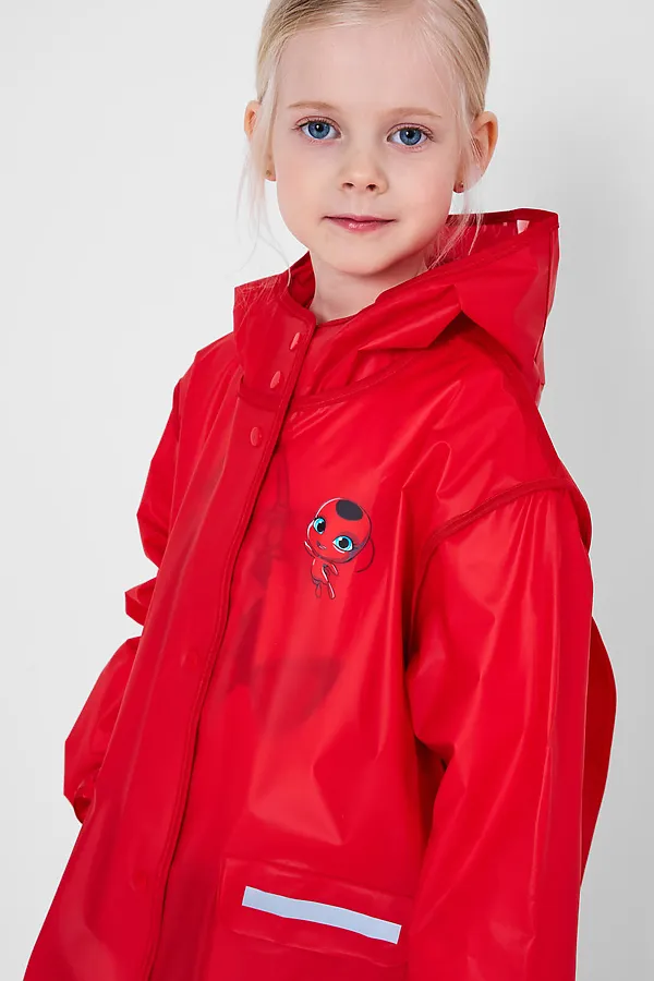 Плащ из полимерного материала для девочек (дождевик) PLAYTODAY, красный - фото 2
