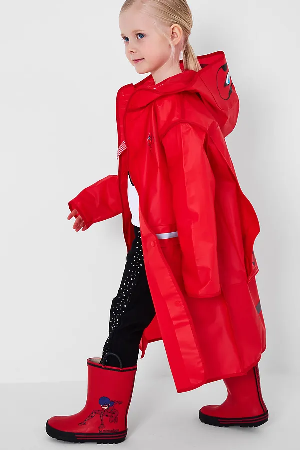Плащ из полимерного материала для девочек (дождевик) PLAYTODAY, красный - фото 2