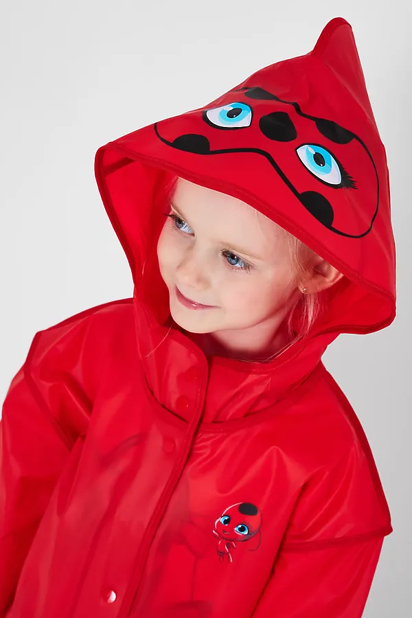 Плащ из полимерного материала для девочек (дождевик) PLAYTODAY, красный - фото 2