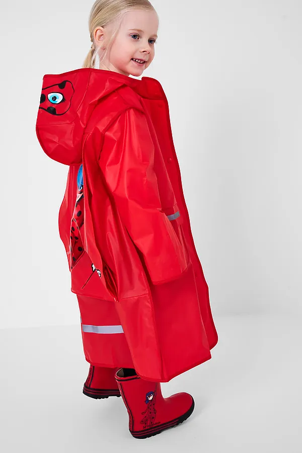 Плащ из полимерного материала для девочек (дождевик) PLAYTODAY, красный - фото 2