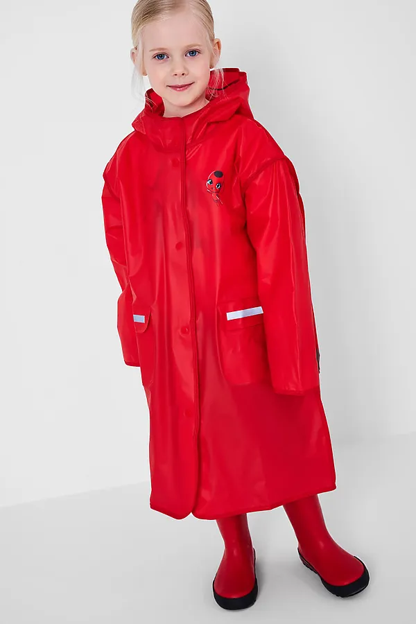 Плащ из полимерного материала для девочек (дождевик) PLAYTODAY, красный - фото 2
