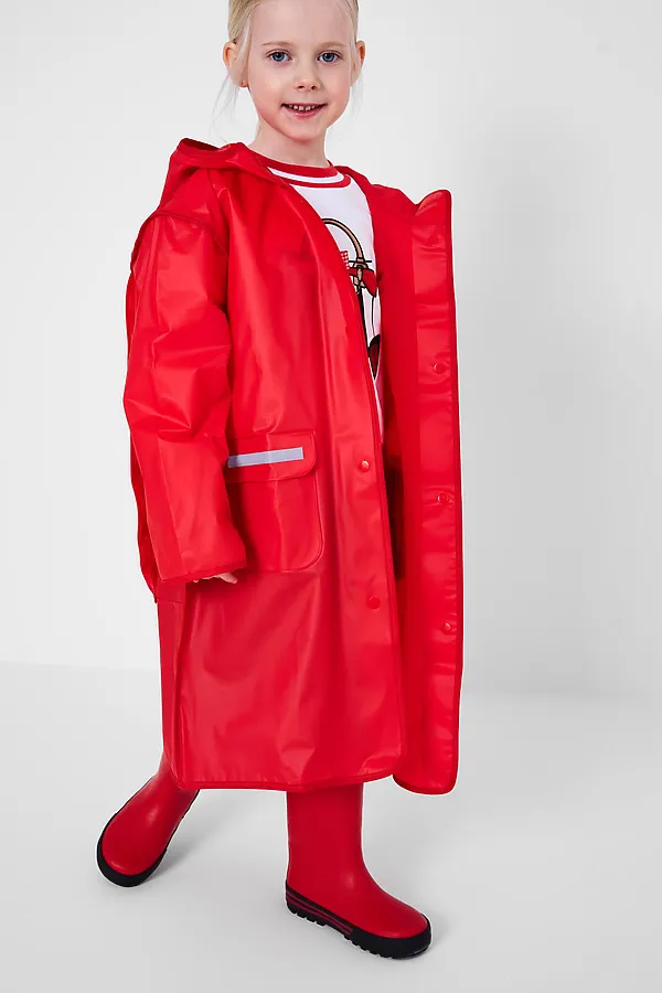 Плащ из полимерного материала для девочек (дождевик) PLAYTODAY, красный - фото 2