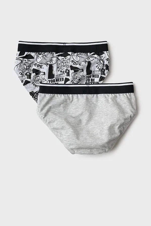 Трусы трикотажные для мальчиков - брифы, 2 шт в комплекте PLAYTODAY, серый меланж,белый,черный - фото 2