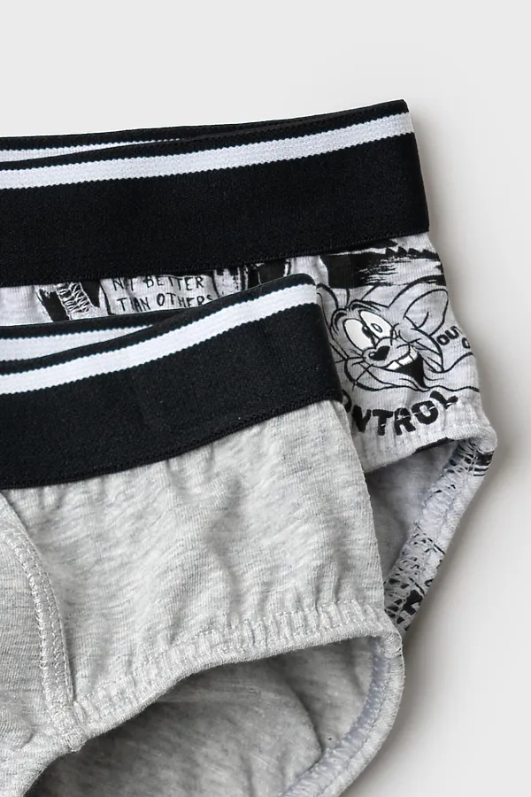 Трусы трикотажные для мальчиков - брифы, 2 шт в комплекте PLAYTODAY, серый меланж,белый,черный - фото 2