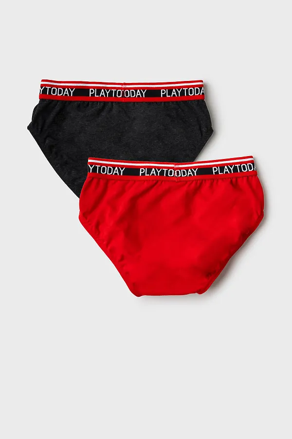 Трусы трикотажные для мальчиков - брифы, 2 шт в комплекте PLAYTODAY, красный,черный - фото 2