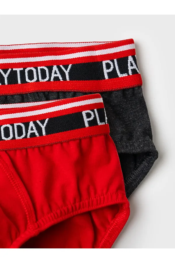 Трусы трикотажные для мальчиков - брифы, 2 шт в комплекте PLAYTODAY, красный,черный - фото 2