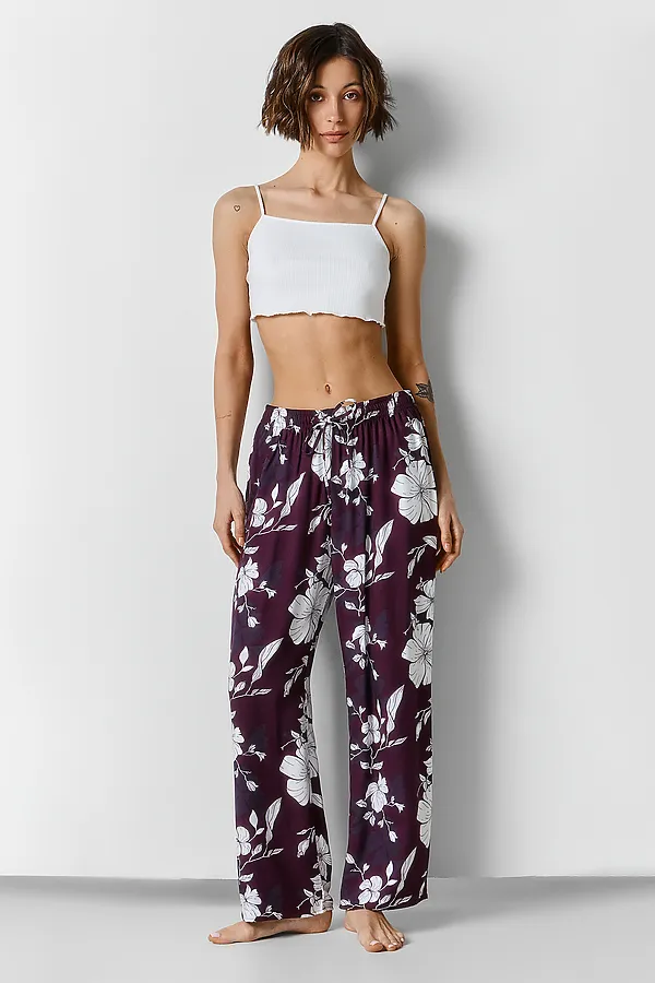 Брюки MARK FORMELLE, цветы на винном - фото 2