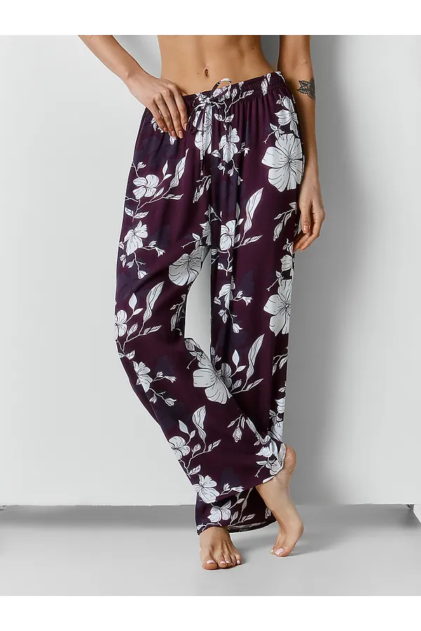 Брюки MARK FORMELLE, цветы на винном - фото 2