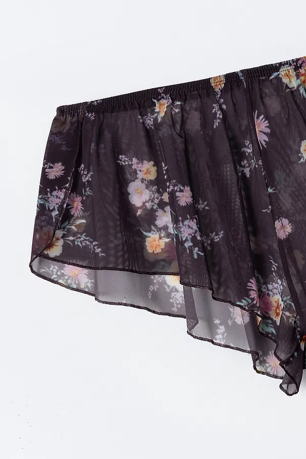 Комплект женский (блуза, шорты) MARK FORMELLE, цветы на коричневом - фото 2