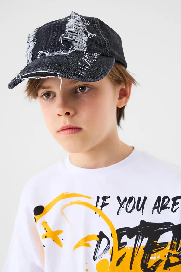 Кепка текстильная джинсовая для мальчиков PLAYTODAY, черный - фото 2