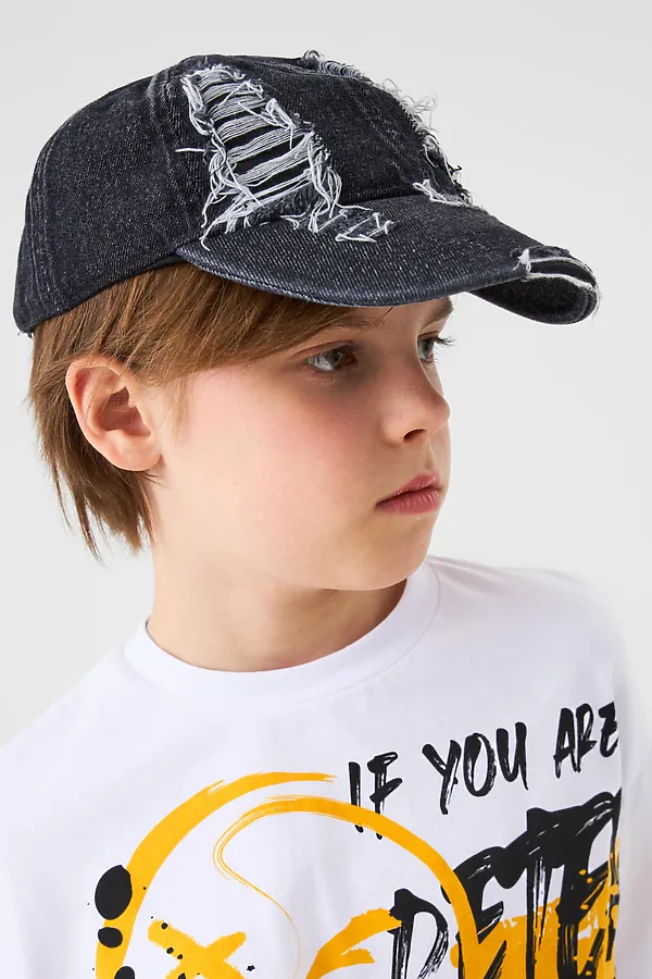 Кепка текстильная джинсовая для мальчиков PLAYTODAY, черный - фото 2