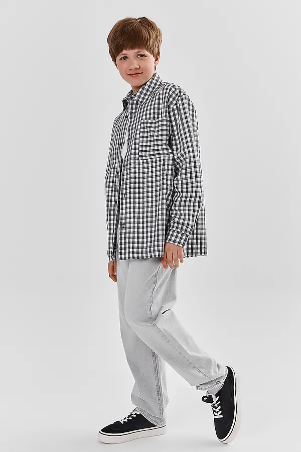 Рубашка для мальчиков MARK FORMELLE, черно -белая клетка - фото 2