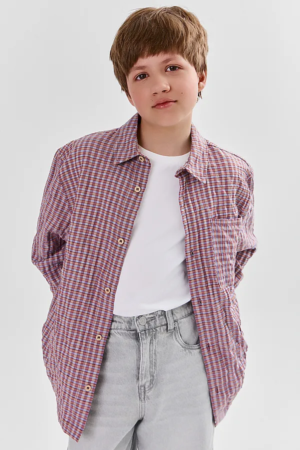 Рубашка для мальчиков MARK FORMELLE, красно -голубая клетка - фото 2