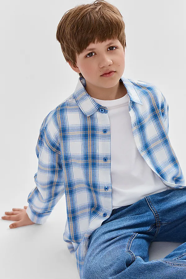Рубашка для мальчиков MARK FORMELLE, синяя клетка - фото 2