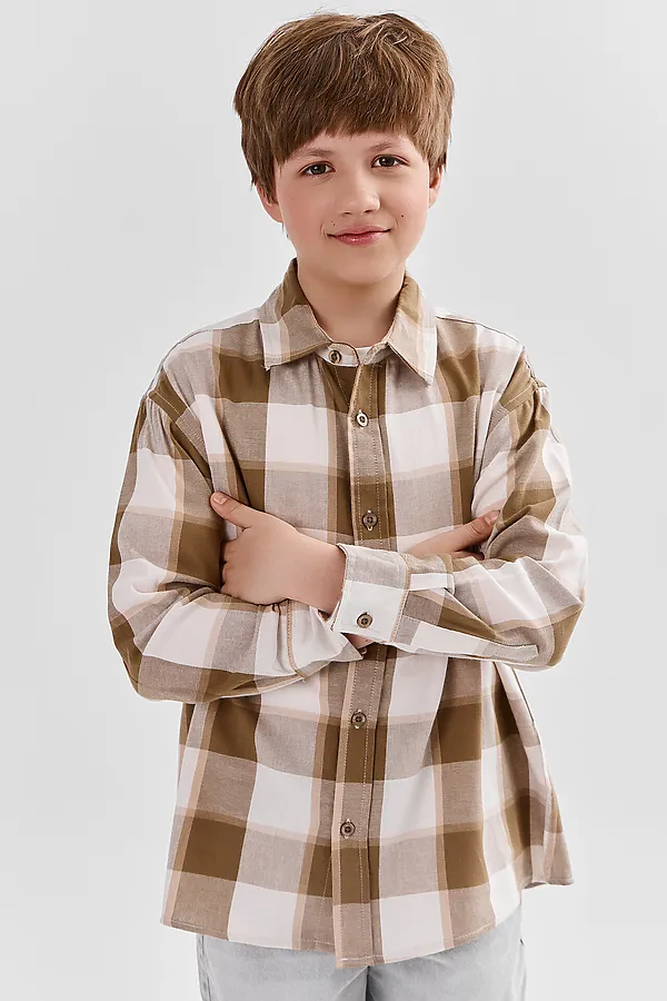 Рубашка для мальчиков MARK FORMELLE, коричневая клетка - фото 2