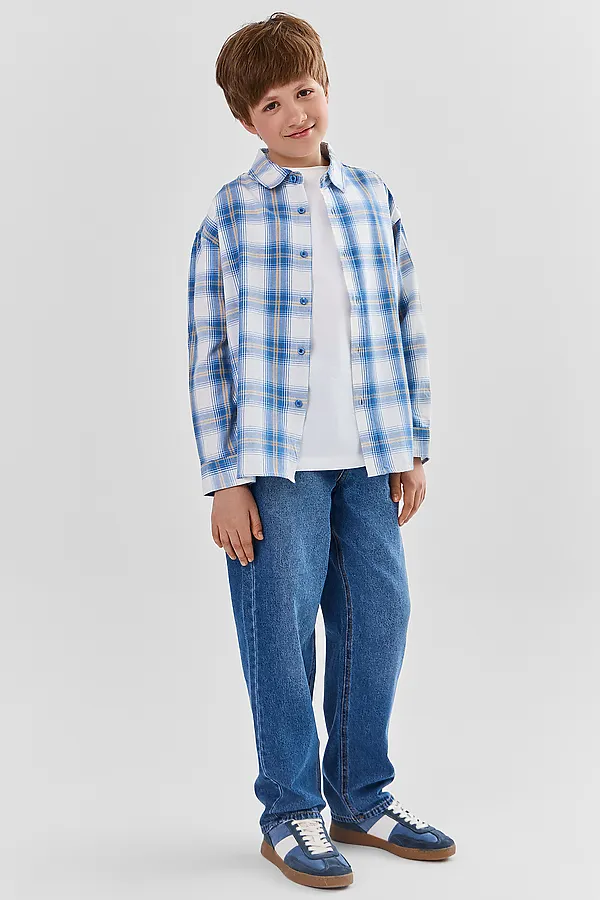 Рубашка для мальчиков MARK FORMELLE, синяя клетка - фото 2