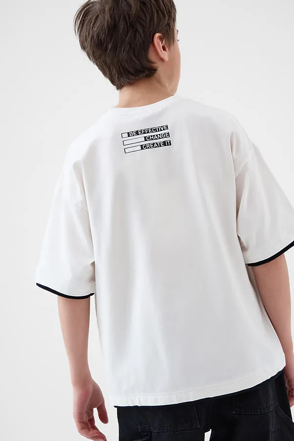 Фуфайка трикотажная для мальчиков (футболка) PLAYTODAY, белый - фото 2