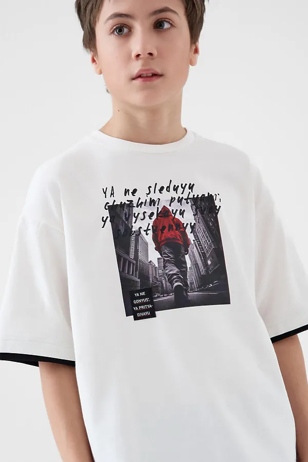 Фуфайка трикотажная для мальчиков (футболка) PLAYTODAY, белый - фото 2