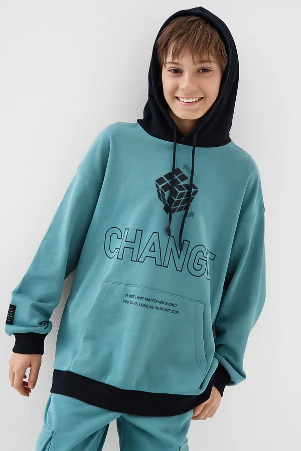 Толстовка трикотажная для мальчиков PLAYTODAY, бирюзовый - фото 2