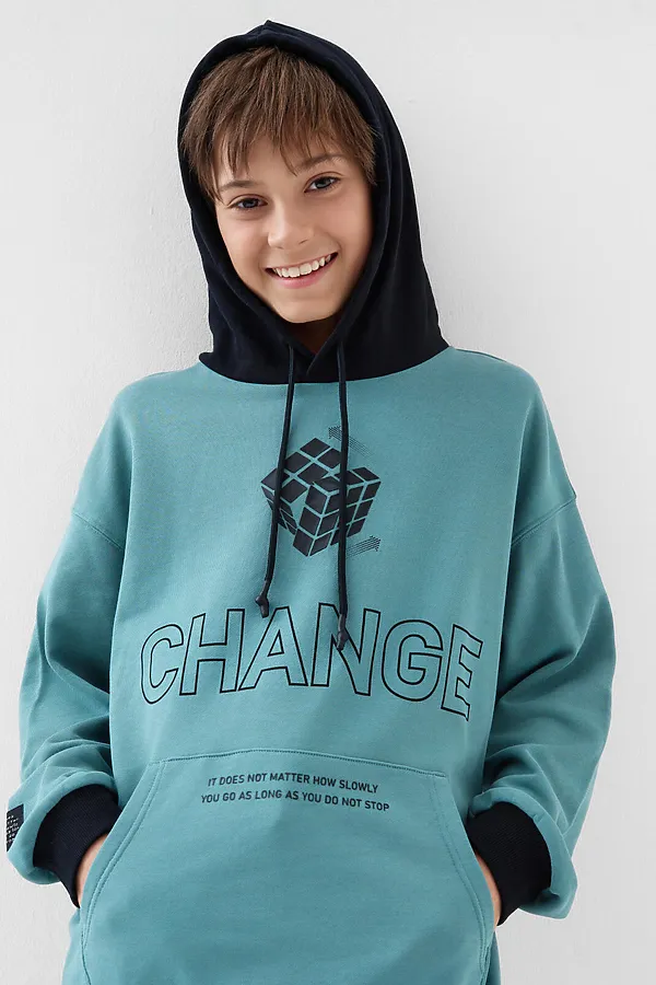 Толстовка трикотажная для мальчиков PLAYTODAY, бирюзовый - фото 2