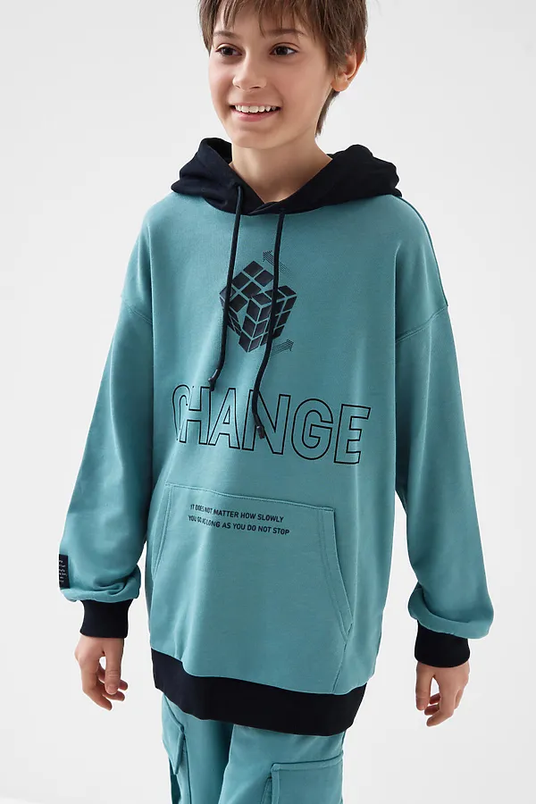 Толстовка трикотажная для мальчиков PLAYTODAY, бирюзовый - фото 2